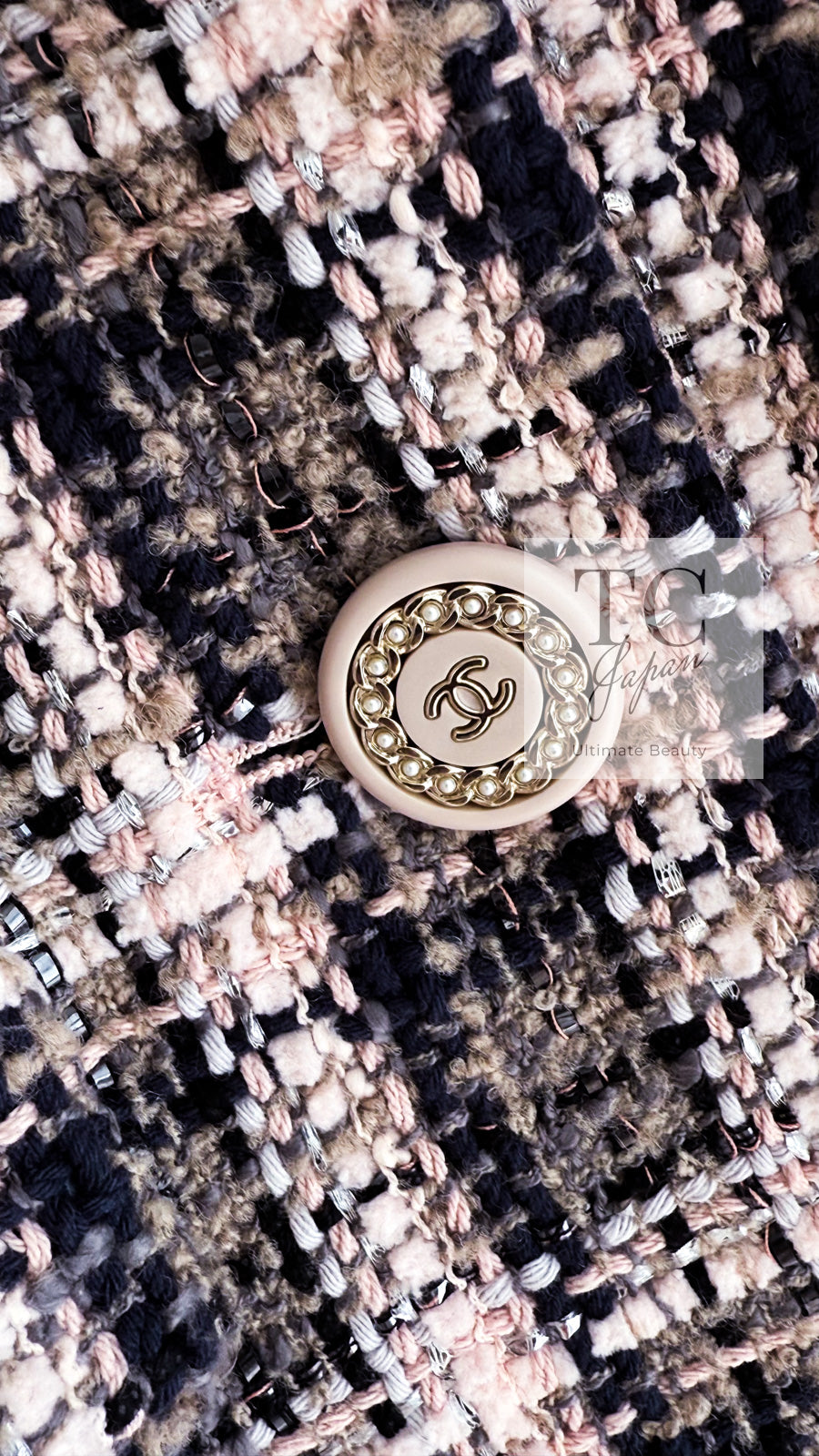 CHANEL 19PS Pink Beige Mix Cotton Checked Jacket 36 38 シャネル ピンク ベージュ ミックス コットン チェック ジャケット 即発