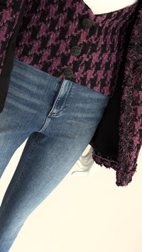 CHANEL 09S Purple Black Houndstooth Silk Tweed Jacket 38 シャネル パープル ブラック 千鳥柄 シルク ツイード ジャケット 即発