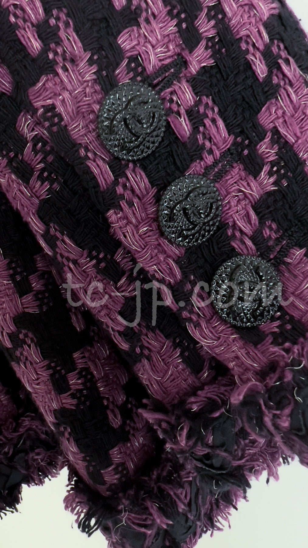 CHANEL 09S Purple Black Houndstooth Silk Tweed Jacket 38 シャネル パープル ブラック 千鳥柄 シルク ツイード ジャケット 即発