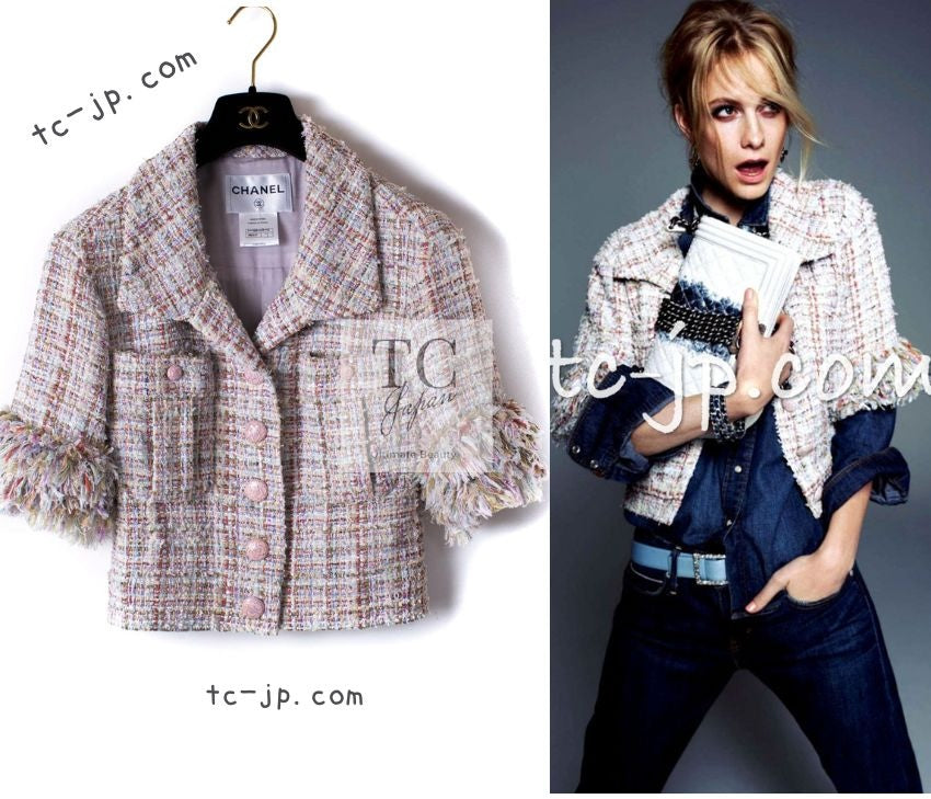 CHANEL 13C Rose Garden Multicolor Lesage Tweed Jacket 36 38 シャネル ローズガーデン マルチカラー ルサージュ 襟付き ツイード ジャケット 即発