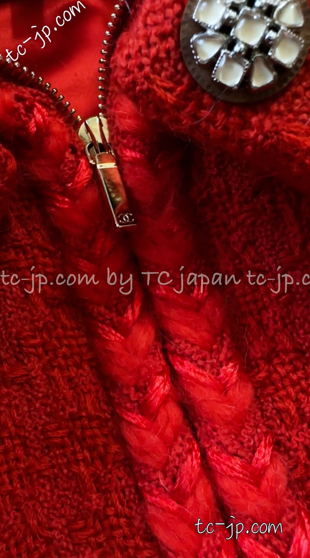 CHANEL 19A Coral Red Zipper Wool Tweed Coat Jacket 36 38 42 シャネル コーラル レッド ジッパー ウール ツイード コート ジャケット 即発