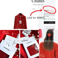 CHANEL 19A Coral Red Zipper Wool Tweed Coat Jacket 36 38 42 シャネル コーラル レッド ジッパー ウール ツイード コート ジャケット 即発