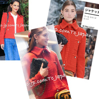 CHANEL 19A Coral Red Zipper Wool Tweed Coat Jacket 36 38 42 シャネル コーラル レッド ジッパー ウール ツイード コート ジャケット 即発