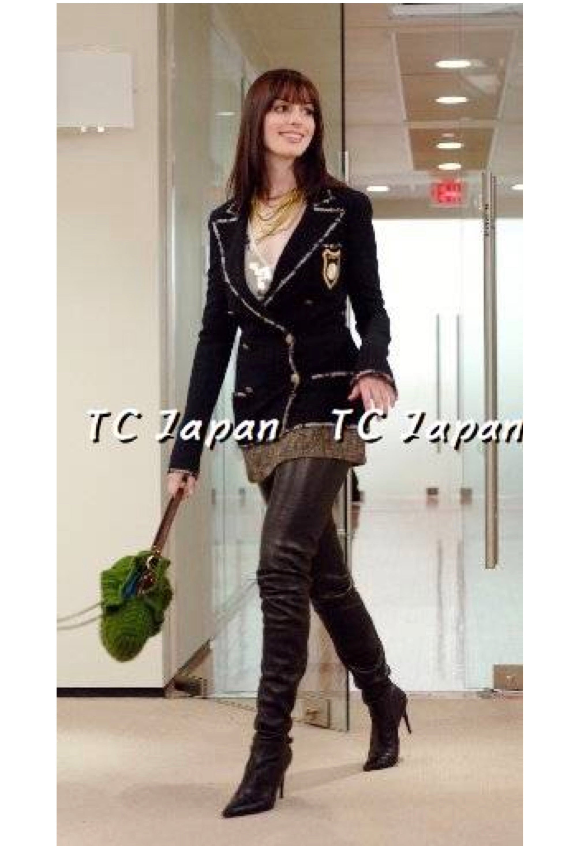 CHANEL 05C Black Silver Trim CC Logo Emblem Lesage Blazer Jacket 38 シャネル ブラック シルバー トリム CC ロゴ エンブレム ルサージュ ブレザー ジャケット 即発