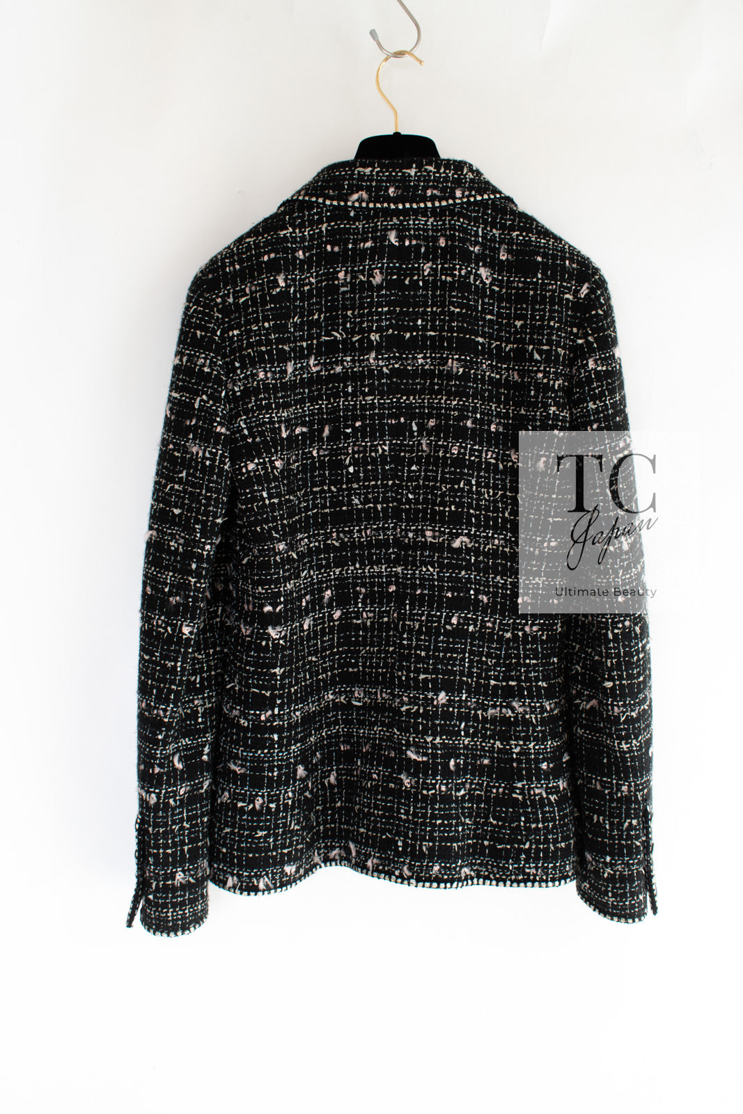 CHANEL 05C Black Silver Trim CC Logo Emblem Lesage Blazer Jacket 38 シャネル ブラック シルバー トリム CC ロゴ エンブレム ルサージュ ブレザー ジャケット 即発