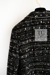 CHANEL 05C Black Silver Trim CC Logo Emblem Lesage Blazer Jacket 38 シャネル ブラック シルバー トリム CC ロゴ エンブレム ルサージュ ブレザー ジャケット 即発