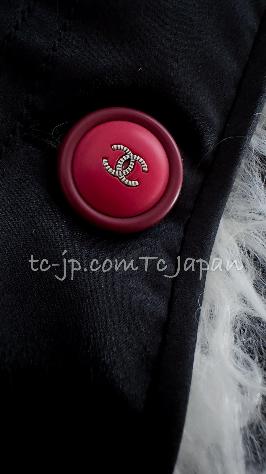 CHANEL 17B Black Silk Ivory Fantasy Fur Jacket Coat 48 シャネル ブラック シルク アイボリー ファー ジャケット コート 即発