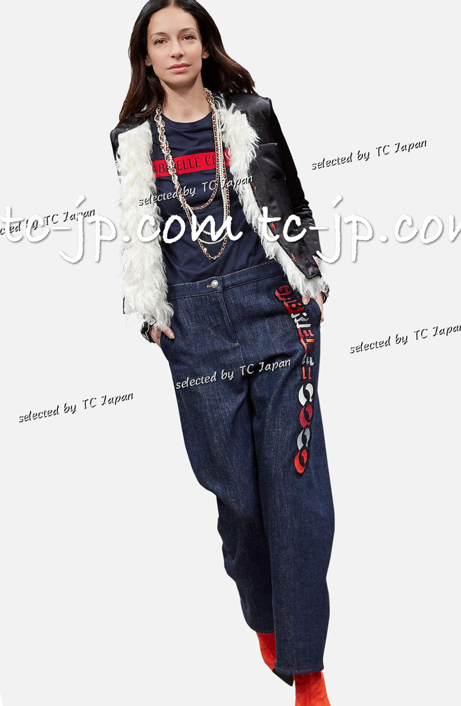 CHANEL 17B Black Silk Ivory Fantasy Fur Jacket Coat 48 シャネル ブラック シルク アイボリー ファー ジャケット コート 即発