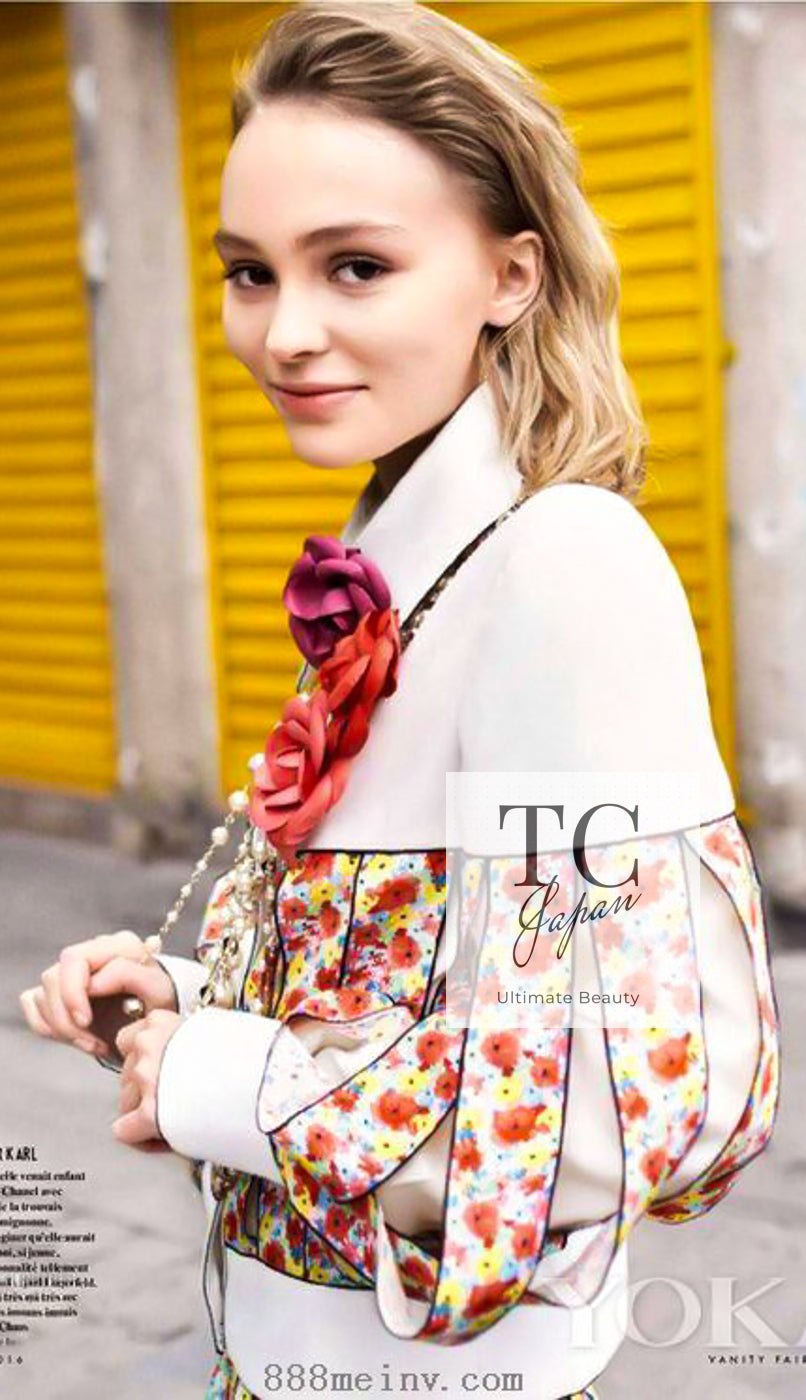 シャネル ジャケット CHANEL ホワイト マルチカラー フラワー プリント 