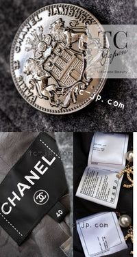 CHANEL 18PF Charcoal Gray Striped Wool Coat 40 シャネル チャコール グレー ストライプ ウール コート 即発