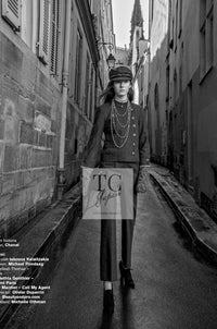 CHANEL 18PF Charcoal Gray Striped Wool Coat 40 シャネル チャコール グレー ストライプ ウール コート 即発