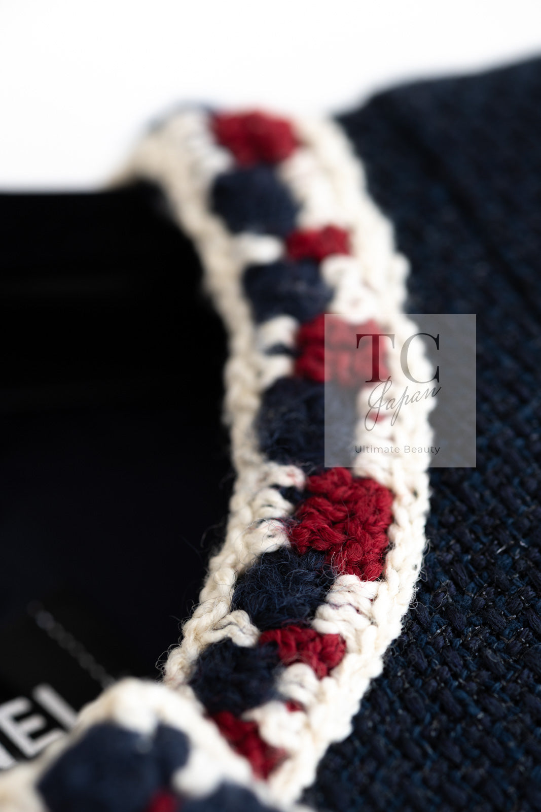 CHANEL 11S Navy Crochet Braid Trim Cotton Jacket 36 38 シャネル ネイビー クロシェット ブレイド トリミング コットン ジャケット 即発