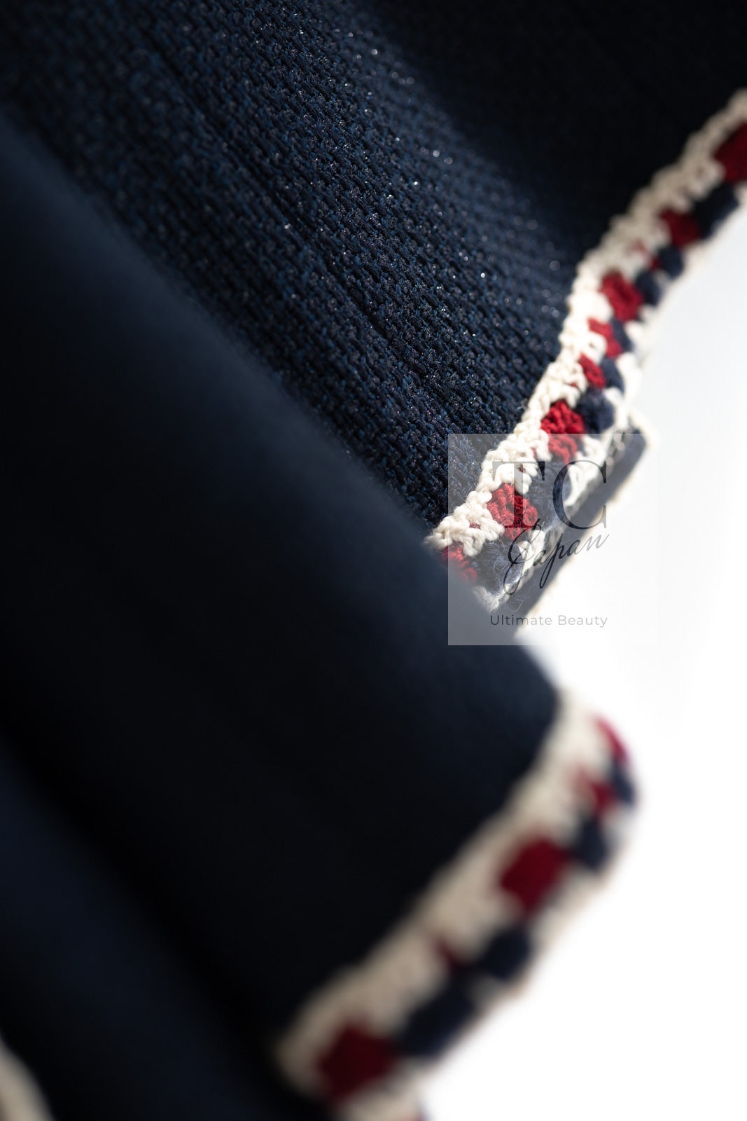 CHANEL 11S Navy Crochet Braid Trim Cotton Jacket 36 38 シャネル ネイビー クロシェット ブレイド トリミング コットン ジャケット 即発