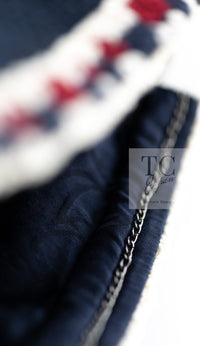 CHANEL 11S Navy Crochet Braid Trim Cotton Jacket 36 38 シャネル ネイビー クロシェット ブレイド トリミング コットン ジャケット 即発
