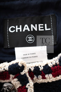 CHANEL 11S Navy Crochet Braid Trim Cotton Jacket 36 38 シャネル ネイビー クロシェット ブレイド トリミング コットン ジャケット 即発