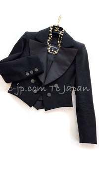 CHANEL 17C Black Cropped Cotton Jacket 34 シャネル ブラック クロップド コットン ジャケット 即発
