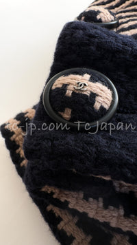 CHANEL 15B Beige Dark Navy Wool Tweed Coat Jacket 36 38 シャネル ベージュ ダーク ネイビー ウール ツイード コート ジャケット 即発