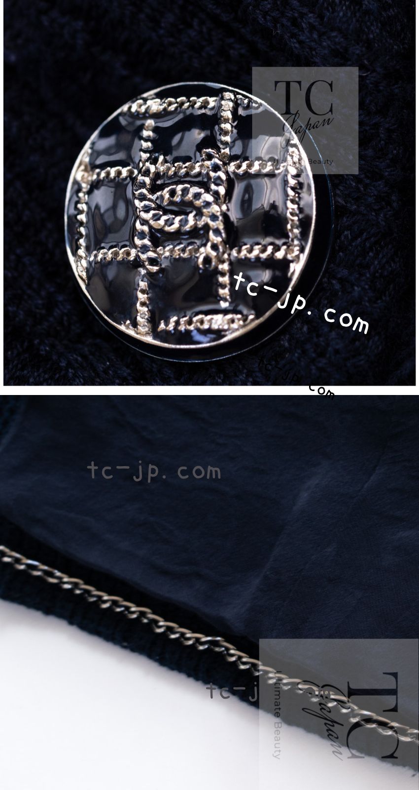 CHANEL 13S Navy Cotton Brandebourg Closing Knit Stretchable Tweed Jacket 34 シャネル ネイビー コットン ブランドバーグ ニット ツイード ジャケット 即発