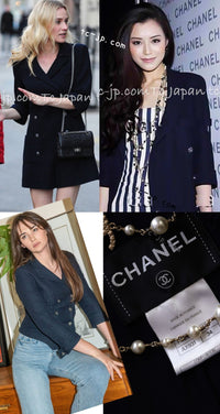 CHANEL 13S Navy Cotton Brandebourg Closing Knit Stretchable Tweed Jacket 34 シャネル ネイビー コットン ブランドバーグ ニット ツイード ジャケット 即発