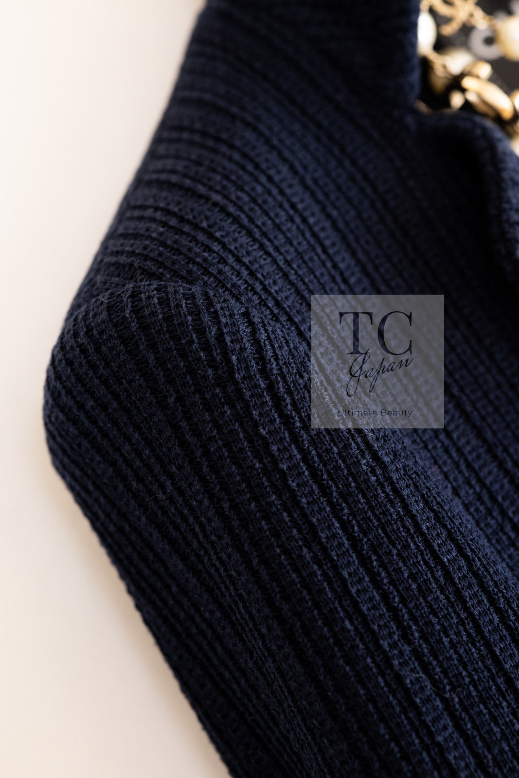 CHANEL 13S Navy Cotton Brandebourg Closing Knit Stretchable Tweed Jacket 34 シャネル ネイビー コットン ブランドバーグ ニット ツイード ジャケット 即発
