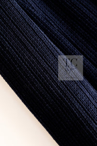 CHANEL 13S Navy Cotton Brandebourg Closing Knit Stretchable Tweed Jacket 34 シャネル ネイビー コットン ブランドバーグ ニット ツイード ジャケット 即発