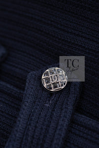 CHANEL 13S Navy Cotton Brandebourg Closing Knit Stretchable Tweed Jacket 34 シャネル ネイビー コットン ブランドバーグ ニット ツイード ジャケット 即発