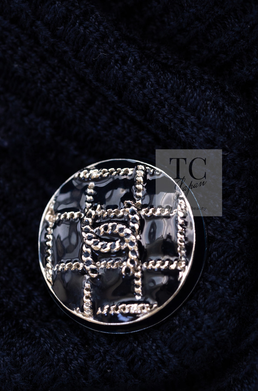 CHANEL 13S Navy Cotton Brandebourg Closing Knit Stretchable Tweed Jacket 34 シャネル ネイビー コットン ブランドバーグ ニット ツイード ジャケット 即発