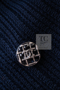 CHANEL 13S Navy Cotton Brandebourg Closing Knit Stretchable Tweed Jacket 34 シャネル ネイビー コットン ブランドバーグ ニット ツイード ジャケット 即発