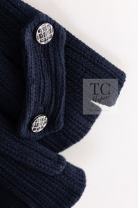 CHANEL 13S Navy Cotton Brandebourg Closing Knit Stretchable Tweed Jacket 34 シャネル ネイビー コットン ブランドバーグ ニット ツイード ジャケット 即発