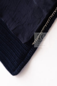 CHANEL 13S Navy Cotton Brandebourg Closing Knit Stretchable Tweed Jacket 34 シャネル ネイビー コットン ブランドバーグ ニット ツイード ジャケット 即発