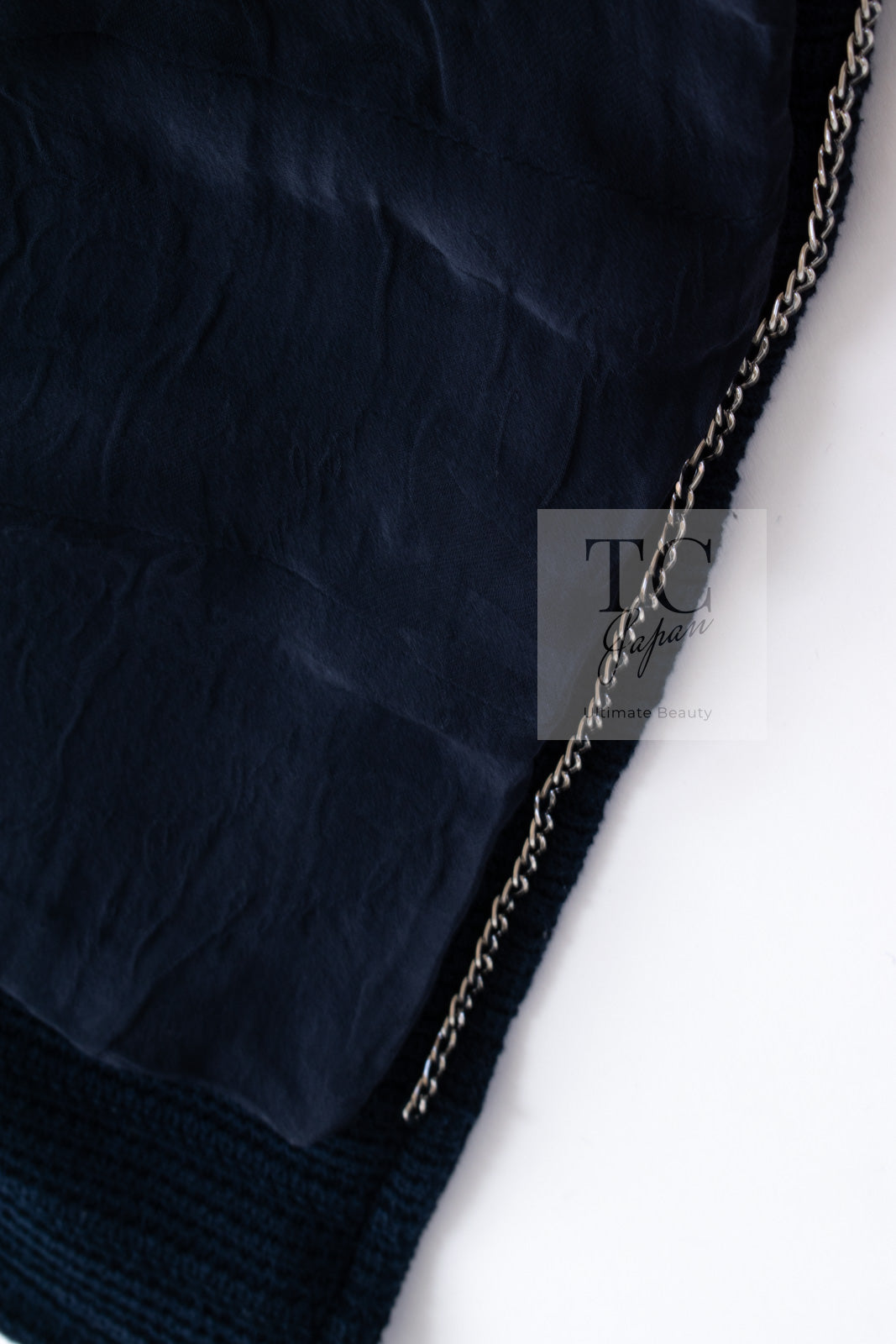 CHANEL 13S Navy Cotton Brandebourg Closing Knit Stretchable Tweed Jacket 34 シャネル ネイビー コットン ブランドバーグ ニット ツイード ジャケット 即発