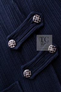 CHANEL 13S Navy Cotton Brandebourg Closing Knit Stretchable Tweed Jacket 34 シャネル ネイビー コットン ブランドバーグ ニット ツイード ジャケット 即発