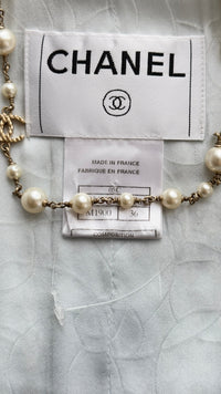 CHANEL 05C Pale Blue Fringe Tweed Jacket 36 シャネル ペールブルー フリンジ ツイード ジャケット 即発