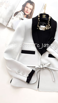 CHANEL 14S Off White Black Jacket 34 36 シャネル オフホワイト ブラック ジャケット 即発