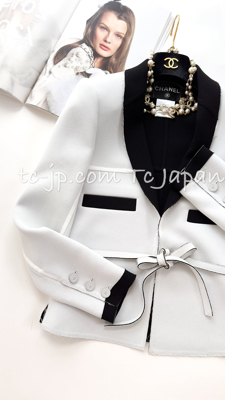 CHANEL 14S Off White Black Jacket 34 36 シャネル オフホワイト ブラック ジャケット 即発