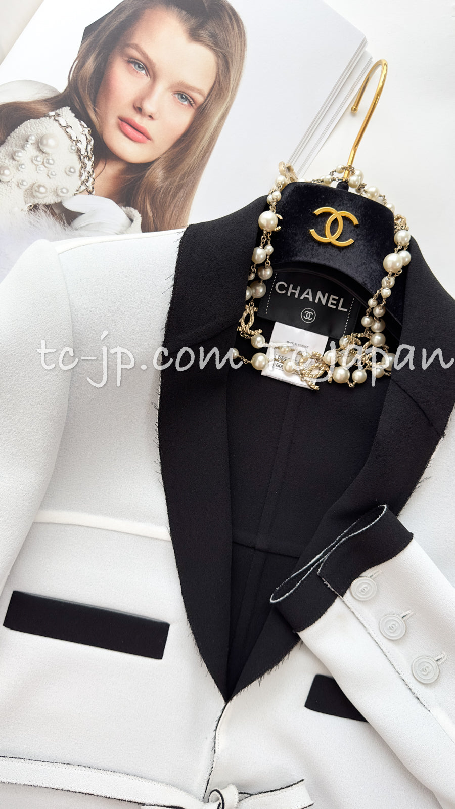 CHANEL 14S Off White Black Jacket 34 36 シャネル オフホワイト ブラック ジャケット 即発