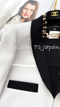 CHANEL 14S Off White Black Jacket 34 36 シャネル オフホワイト ブラック ジャケット 即発