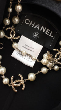 CHANEL 14S Off White Black Jacket 34 36 シャネル オフホワイト ブラック ジャケット 即発