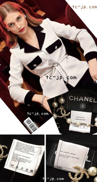 CHANEL 14S Off White Black Jacket 34 36 シャネル オフホワイト ブラック ジャケット 即発