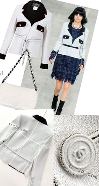 CHANEL 14S Off White Black Jacket 34 36 シャネル オフホワイト ブラック ジャケット 即発