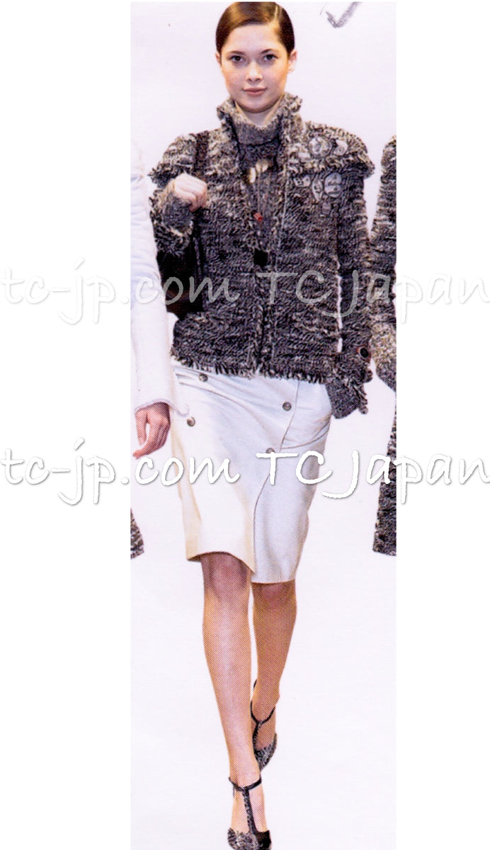 CHANEL 04A Black Choco Le Makeup de Tweed Jacket 34 36 シャネル ブラック チョコ メイクアップ ワッペン ウール ツイード ジャケット 即発