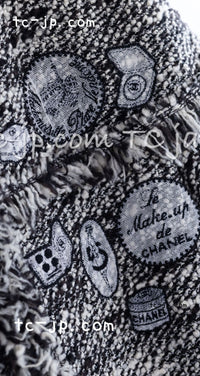 CHANEL 04A Black Choco Le Makeup de Tweed Jacket 34 36 シャネル ブラック チョコ メイクアップ ワッペン ウール ツイード ジャケット 即発