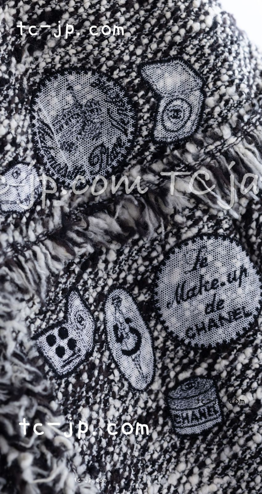 CHANEL 04A Black Choco Le Makeup de Tweed Jacket 34 36 シャネル ブラック チョコ メイクアップ ワッペン ウール ツイード ジャケット 即発