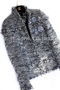 CHANEL 04A Black Choco Le Makeup de Tweed Jacket 34 36 シャネル ブラック チョコ メイクアップ ワッペン ウール ツイード ジャケット 即発