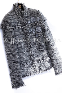 CHANEL 04A Black Choco Le Makeup de Tweed Jacket 34 36 シャネル ブラック チョコ メイクアップ ワッペン ウール ツイード ジャケット 即発