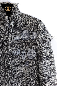 CHANEL 04A Black Choco Le Makeup de Tweed Jacket 34 36 シャネル ブラック チョコ メイクアップ ワッペン ウール ツイード ジャケット 即発