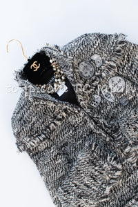 CHANEL 04A Black Choco Le Makeup de Tweed Jacket 34 36 シャネル ブラック チョコ メイクアップ ワッペン ウール ツイード ジャケット 即発