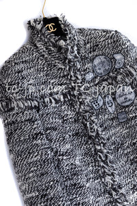 CHANEL 04A Black Choco Le Makeup de Tweed Jacket 34 36 シャネル ブラック チョコ メイクアップ ワッペン ウール ツイード ジャケット 即発