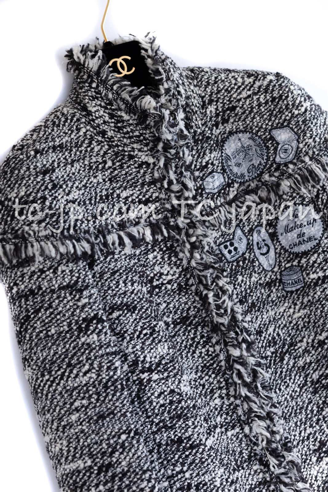 CHANEL 04A Black Choco Le Makeup de Tweed Jacket 34 36 シャネル ブラック チョコ メイクアップ ワッペン ウール ツイード ジャケット 即発