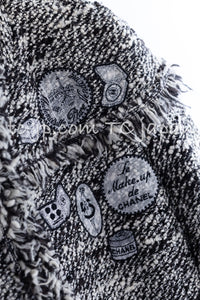 CHANEL 04A Black Choco Le Makeup de Tweed Jacket 34 36 シャネル ブラック チョコ メイクアップ ワッペン ウール ツイード ジャケット 即発